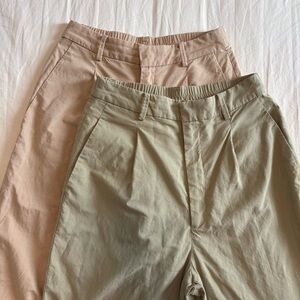 BUNDLE 2 Uniqlo Linen Blend Tucked Wide Pants (Asia size M | US size S)